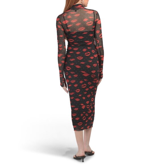 AFRM Smile Turtleneck Long Sleeve Mesh Maxi Dress - Picture 2 of 2